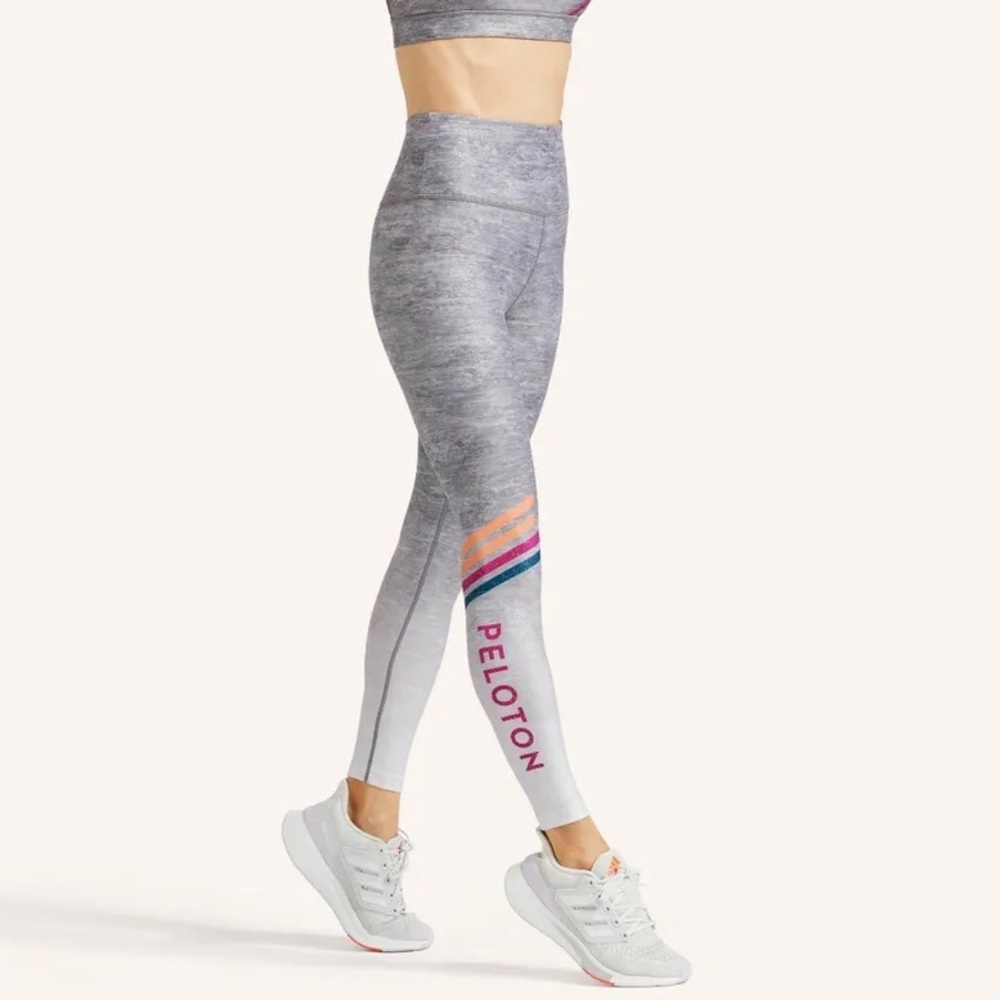 Peloton Womens Gray Roller Rink High Waisted Elastic Pull On Legging Size Medium